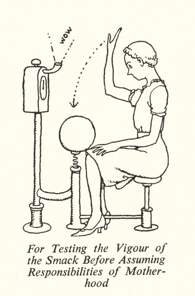 Voor het testen van de kracht van de klap voordat de verantwoordelijkheden van het moederschap worden aangenomen door William Heath Robinson
