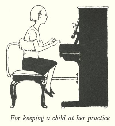 Om een kind aan haar oefening te houden (litho) door William Heath Robinson