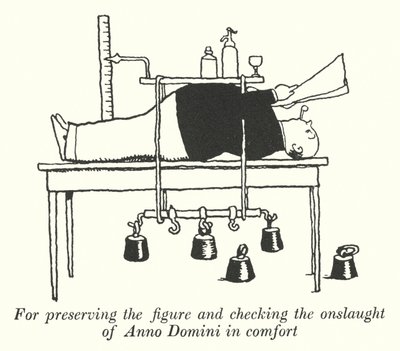 Om het figuur te behouden en de aanval van Anno Domini comfortabel te controleren door William Heath Robinson