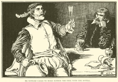 Hij verleidde Cassio om iets te veel te drinken door William Heath Robinson