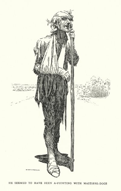 Hij leek gevochten te hebben met mastiff-honden door William Heath Robinson