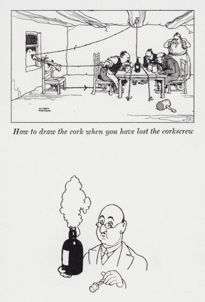 Hoe de kurk te trekken als je de kurkentrekker kwijt bent door William Heath Robinson