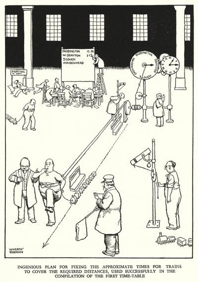 Illustratie voor Railway Ribaldry door W Heath Robinson door William Heath Robinson