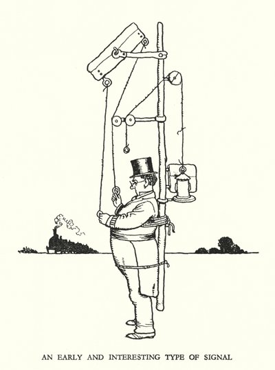 Illustratie voor Railway Ribaldry door W Heath Robinson (litho) door William Heath Robinson