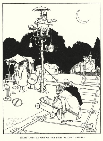 Illustratie voor Railway Ribaldry door W Heath Robinson door William Heath Robinson