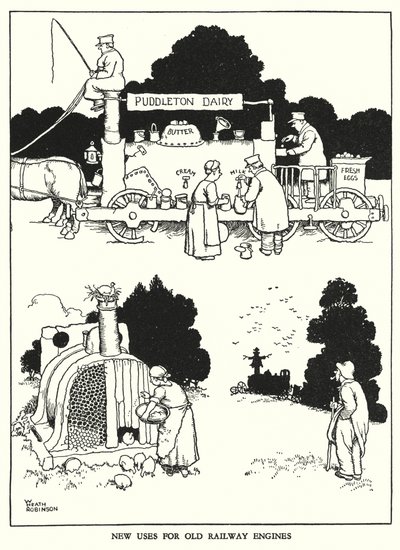 Illustratie voor Railway Ribaldry door W Heath Robinson door William Heath Robinson