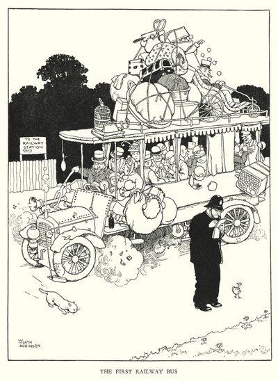 Illustratie voor Railway Ribaldry door W Heath Robinson door William Heath Robinson