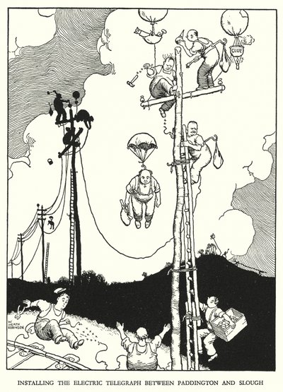Illustratie voor Railway Ribaldry door W Heath Robinson door William Heath Robinson