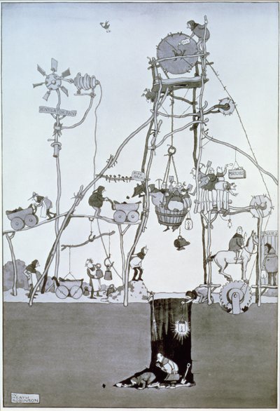 Mijnschacht door William Heath Robinson