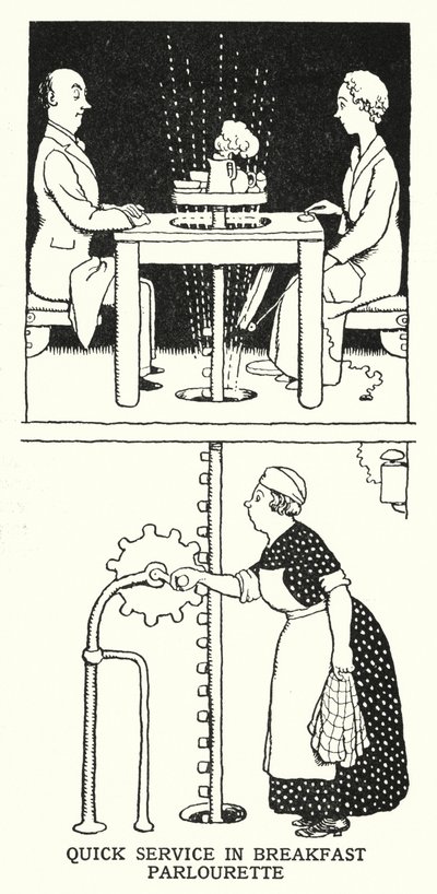 Snelle Service in Ontbijtparloerette door William Heath Robinson