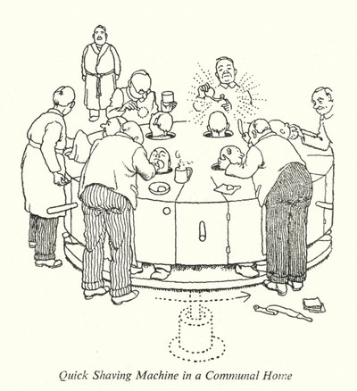 Snelle Scheermachine in een Gemeenschappelijk Huis door William Heath Robinson