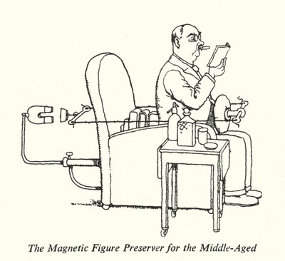 De Magnetische Figuurbehouder voor de Middelbare Leeftijd (litho) door William Heath Robinson
