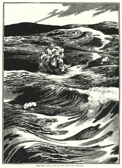 De boot zonk, mij achterlatend op het oppervlak door William Heath Robinson