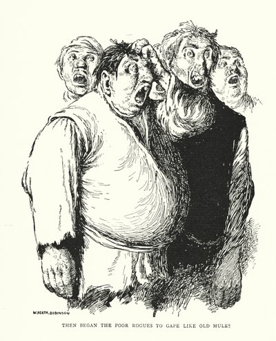 Toen begonnen de arme schurken te gapen als oude muilezels door William Heath Robinson