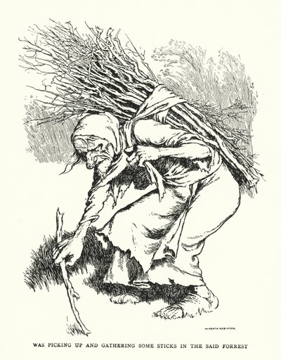Was aan het oprapen en verzamelen van wat takken in het genoemde bos door William Heath Robinson