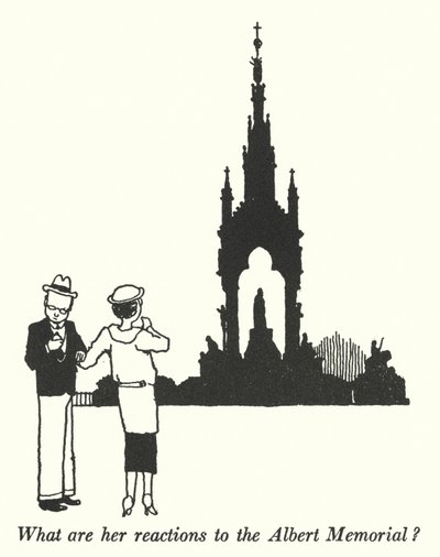 Wat zijn haar reacties op het Albert Memorial? door William Heath Robinson