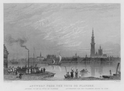 Antwerpen vanaf de Tete De Flandre door William Henry Bartlett