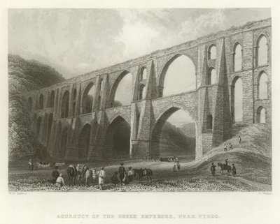 Aquaduct van de keizers, nabij Pyrgo, Turkije door William Henry Bartlett