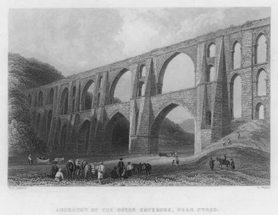 Aquaduct van de Griekse Keizers, nabij Pyrgo (gravure) door William Henry Bartlett