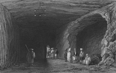 Grot van de School van de Profeten, op de Berg Karmel door William Henry Bartlett