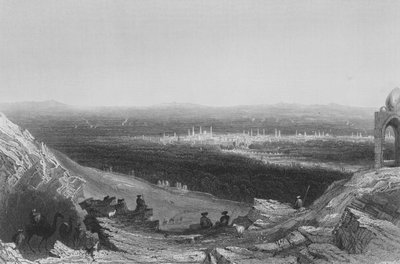 Damascus, verre uitzicht vanaf de berghelling door William Henry Bartlett
