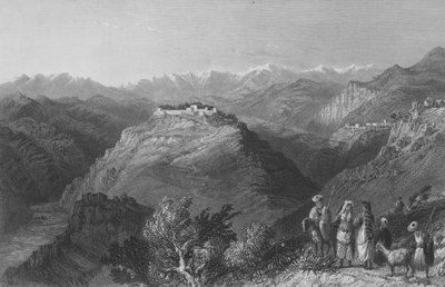 Djouni, of de Toren van Libanon, ooit de residentie van Lady Hester Stanhope door William Henry Bartlett