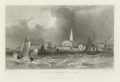 Harwich, vanaf de Zee, Essex door William Henry Bartlett