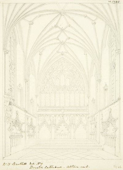 Lady Chapel van de kathedraal van Bristol, kijkend naar het oosten door William Henry Bartlett