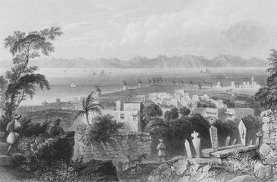 Rhodos, het oude Dodanim, met het kanaal tussen het eiland en Klein-Azië door William Henry Bartlett