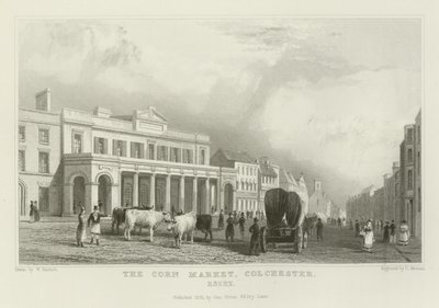 De graanmarkt, Colchester, Essex door William Henry Bartlett