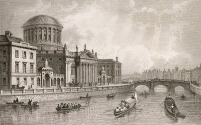 De Vier Gerechtsgebouwen, Dublin, gegraveerd door Owen door William Henry Bartlett
