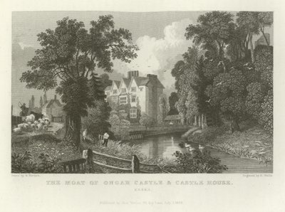 De gracht van Ongar Castle en Castle House, Essex door William Henry Bartlett