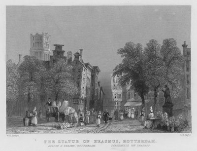 Het Standbeeld van Erasmus, Rotterdam door William Henry Bartlett