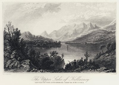 Het Bovenmeer van Killarney, genomen nabij de Tunnel op de Kenmare Road, Carran Tual in de verte door William Henry Bartlett