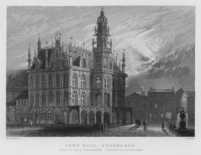 Stadhuis, Oudenaarde door William Henry Bartlett