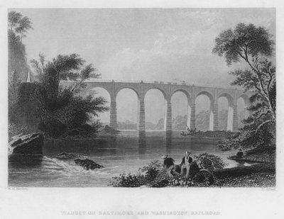 Viaduct op de Baltimore en Washington Spoorweg door William Henry Bartlett