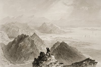 Uitzicht op Bantry Bay vanaf Sugarloaf Mountain, County Cork, uit 