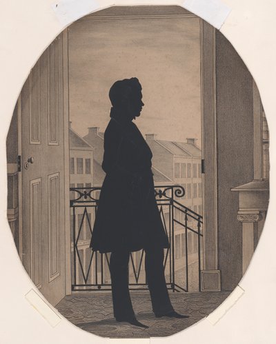 Silhouet van een Jonge Man voor een Open Raam, naar Rechts, voor 1860 door William Henry Brown