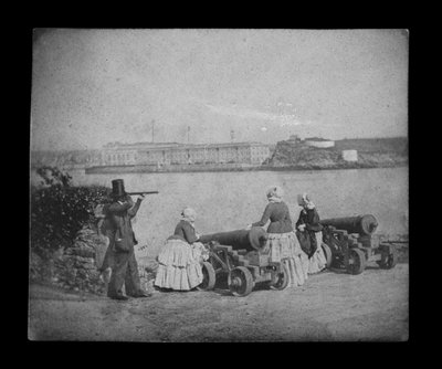 Royal William Victualling Yard, Plymouth, vanaf Mount Edgecombe door William Henry Fox Talbot
