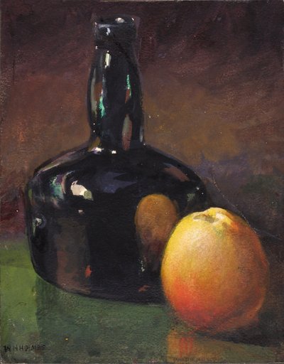 Stilleven - Appels en fles door William Henry Holmes