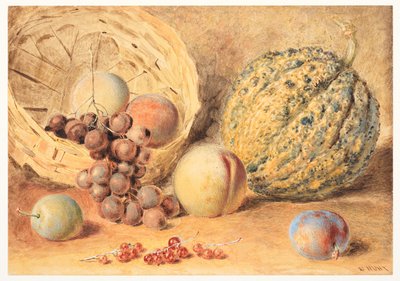 Mand met meloen, perziken, druiven en pruimen, ca. 1804 door William Henry Hunt
