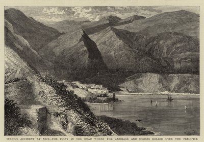 Ernstig Ongeluk in Nice, het Punt in de Weg waar de Koets en Paarden over de Afgrond rolden door William Henry James Boot
