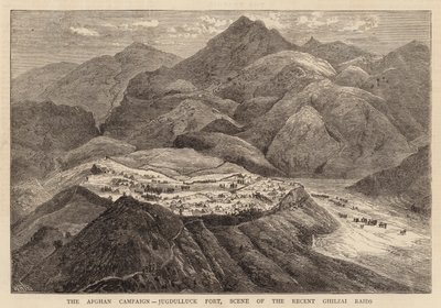 De Afghaanse Campagne, Jugdulluck Fort, Scene van de Recente Ghilzai Raids door William Henry James Boot