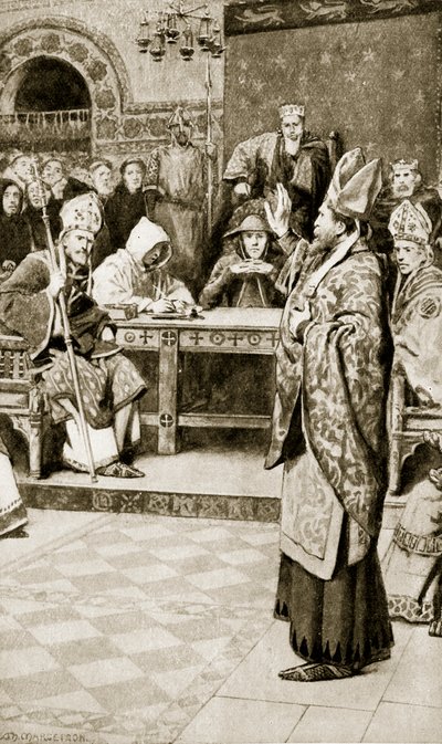 Jocelyn, bisschop van Glasgow, in Northampton, 1176, illustratie uit 