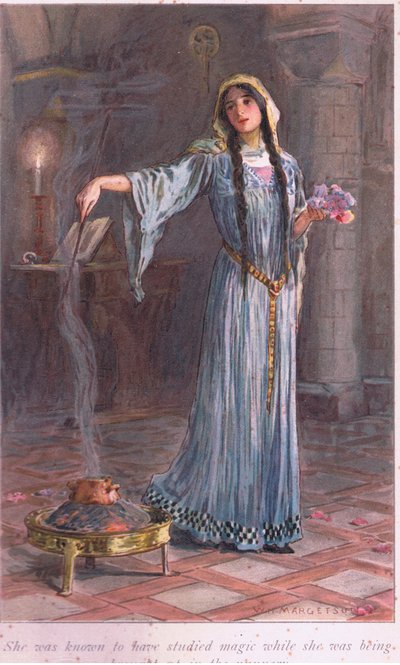 Ze stond erom bekend magie te hebben gestudeerd terwijl ze werd opgevoed in het klooster door William Henry Margetson