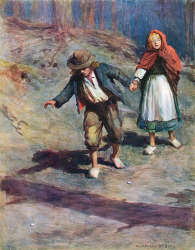 Ze vonden gemakkelijk hun weg naar huis, want de maan scheen helder op de kiezels die Hansel onderweg had laten vallen door William Henry Margetson