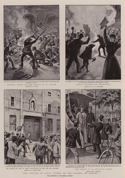 De Onlusten in Parijs, Scènes in de Straten op Zondag door William Henry Pike