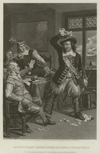 Gouverneur Stuyvesant vernietigt de oproep om New York over te geven, 1664 door William Henry Powell