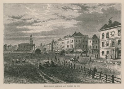 Kennington Common en Kerk in 1830 door William Henry Prior