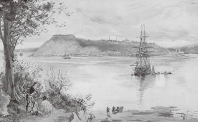 Uitzicht op de stad en het fort van Quebec, AD 1759 door William Heysham (after) Overend
